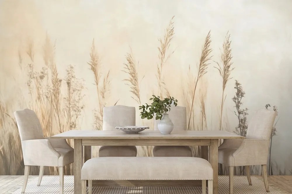 Тапет – Сухи растения в бежов цвят