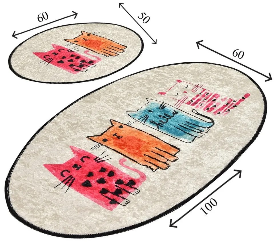 Светлокафяви килими за баня в комплект от 2 броя 60x100 cm Baby Cats – Foutastic