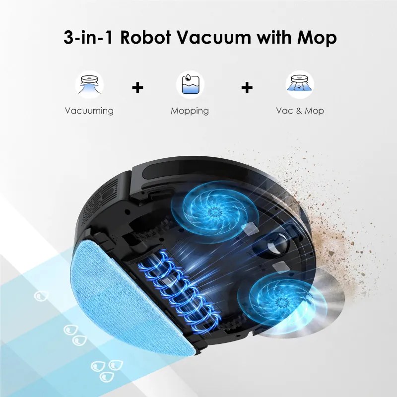 Втора ръка: Прахосмукачка робот със станция Lubluelu SL60 Plus, 42W, Моп, LiDAR, Автономия 120 минути, 2600 mAh, Черен