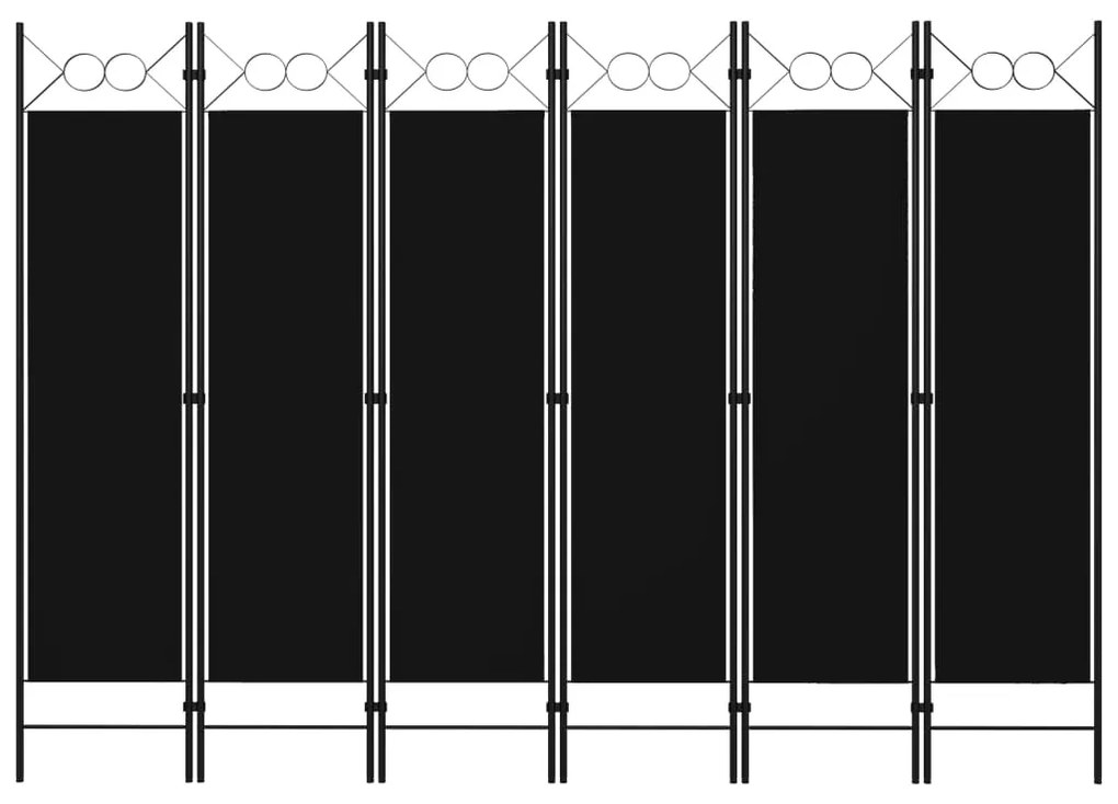 Sonata Параван за стая, 6 панела, черен, 240x180 cм