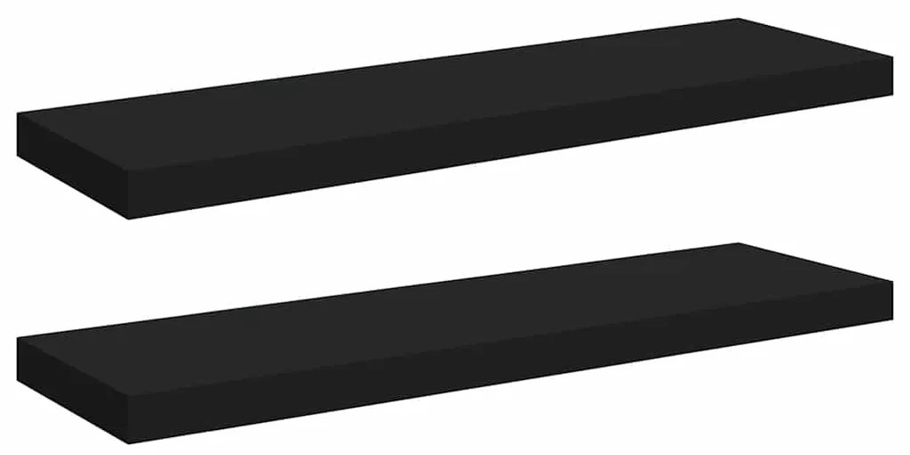 323836 vidaXL Окачени стенни рафтове, 2 бр, черни, 80x23,5x3,8 см, МДФ