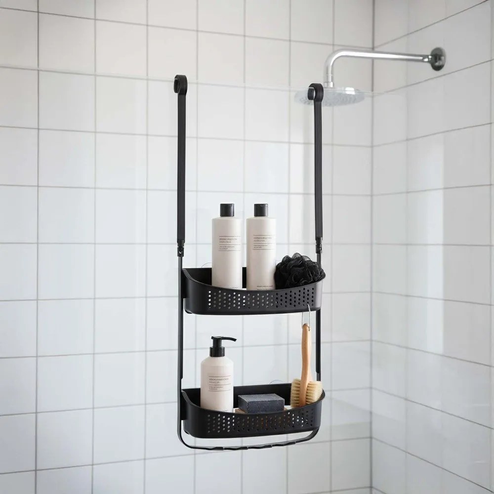 Матово черно висящ пластмасов рафт за баня Vesper – douceur d'intérieur