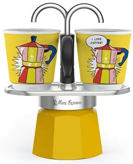 Bialetti - Сет кафеварка Mini "R" LICHTENSTEIN за 2 кафета и 2 бр. чаши