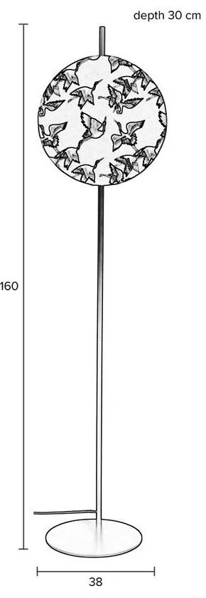 Черна подова лампа с текстилен абажур (височина 158 cm) Jaylee – White Label