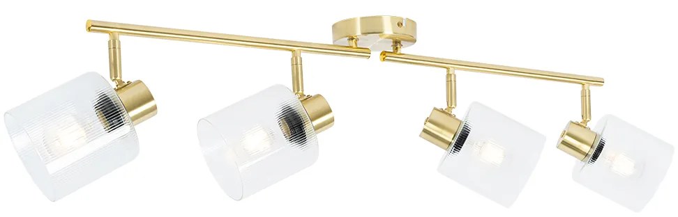 Таванен прожектор златен със стъкло 4-светлина регулируем - Laura
