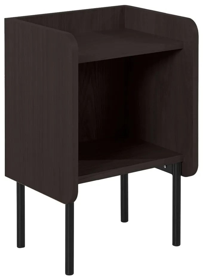 Черно нощно шкафче в дъбов декор с рафтове Wrap - Bonami Selection