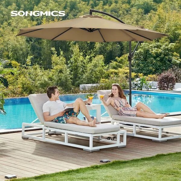 SONGMICS чадър 300 см със стойка UV защита до UPF 50+ - Таупе