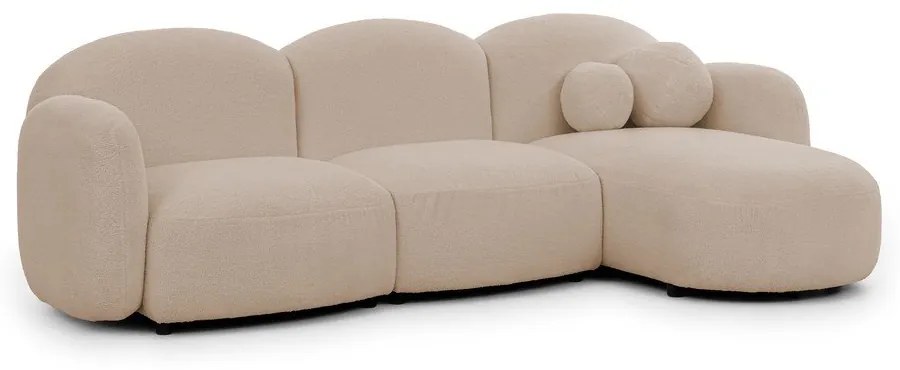 Светлокафяв ъглов диван от прежда с примки от букле (десен ъгъл) Orbit – Ropez