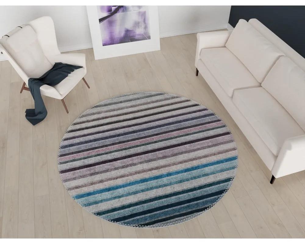 Синьо-сив миещ се кръгъл килим ø 100 cm - Vitaus