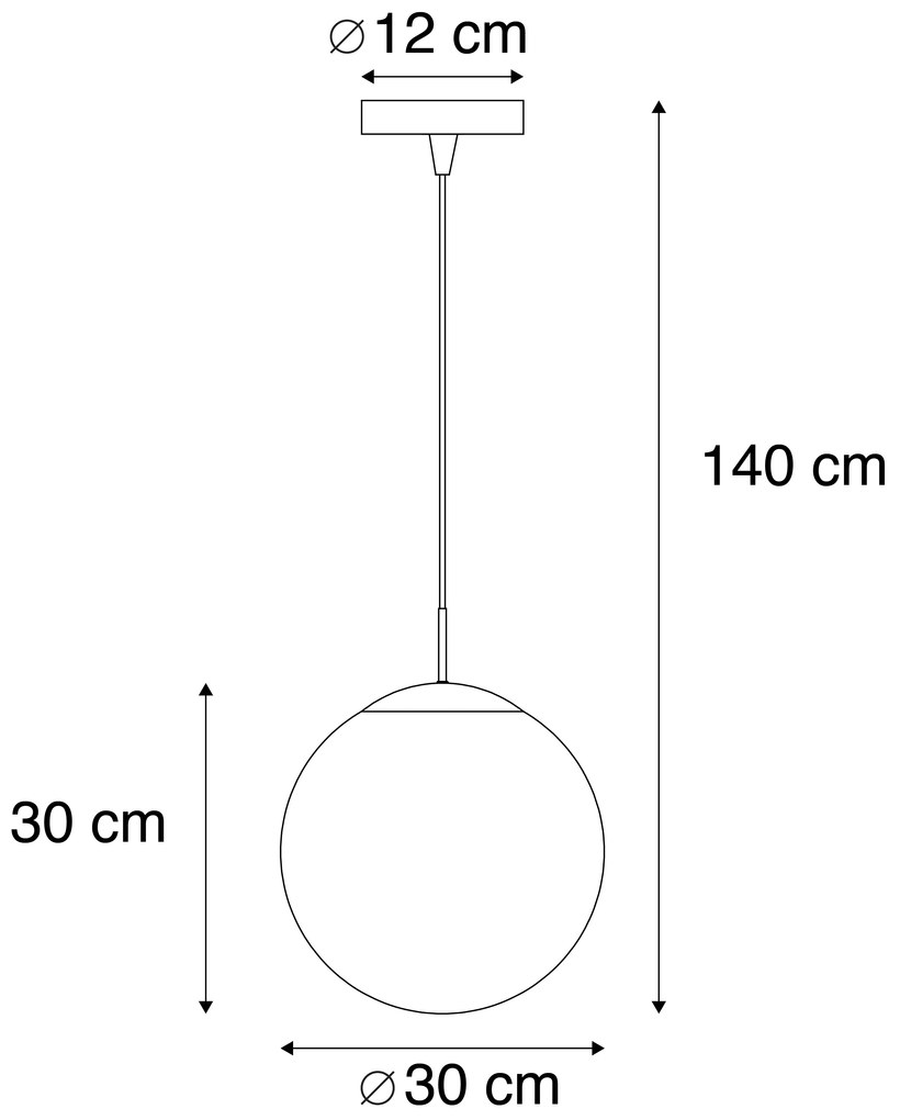 Интелигентен висящ аплик месинг с димно стъкло 30 см с Wifi ST64 - Ball