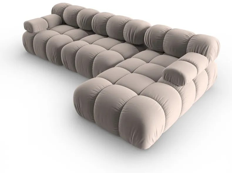 Светлокафяв кадифен модулен ъглов диван (десен ъгъл) Bellis – Micadoni