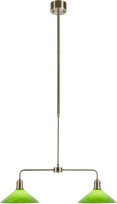 Зелено/в месингов цвят метално висящо осветително тяло със стъклен абажур Vela – Markslöjd