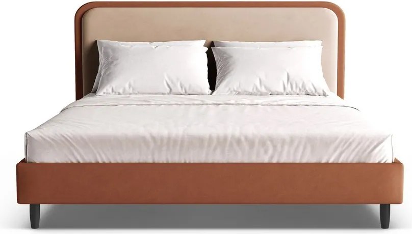 Двойно легло 200x200 cm тапицирано с включена подматрачна рамка в тухлен цвят Aveline – Micadoni