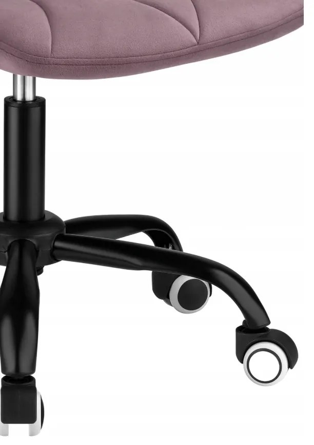 Ергономичен въртящ се офис стол - кадифе розова
