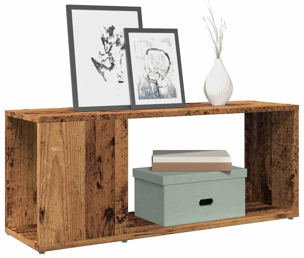 856732 vidaXL ТВ шкаф Old Wood 80x24x32cm Инженерна дървесина