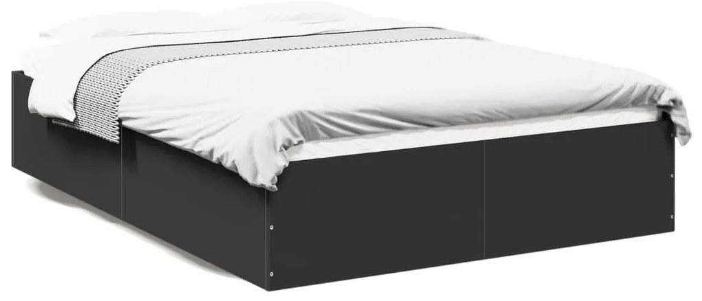 3281036 vidaXL Рамка за легло, черна, 75x190 см, масивно дърво