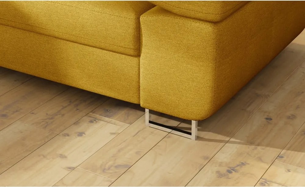 Жълт разтегателен ъглов диван с място за съхранение (ляв ъгъл L форма) Anton – ELTAP