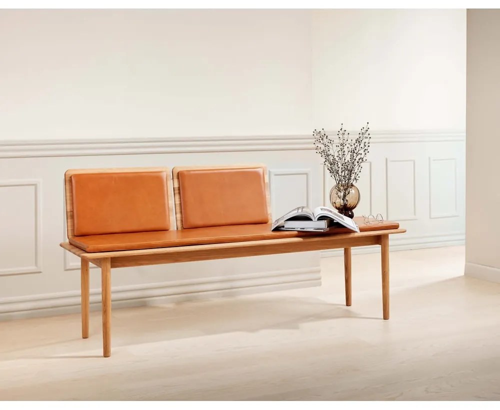 Коняк кафява кожена пейка Elba - Hammel Furniture