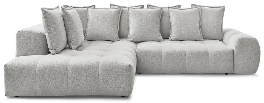 Светлосив шенилов сгъваем/с място за съхранение ъглов диван (ляв ъгъл/L форма) Everest – Bobochic Paris