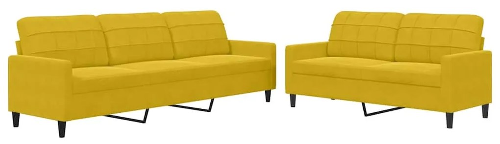 3278477 vidaXL Комплект дивани от 2 части с възглавници, жълт, кадифе