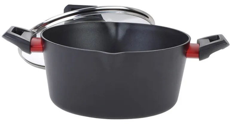 Тенджера Luigi Ferrero Rosso FR-2411, 24x11.5 см, 4.1 л, Незалепващо покритие, Стъклен капак с отвор за пара, Индукция, Черен