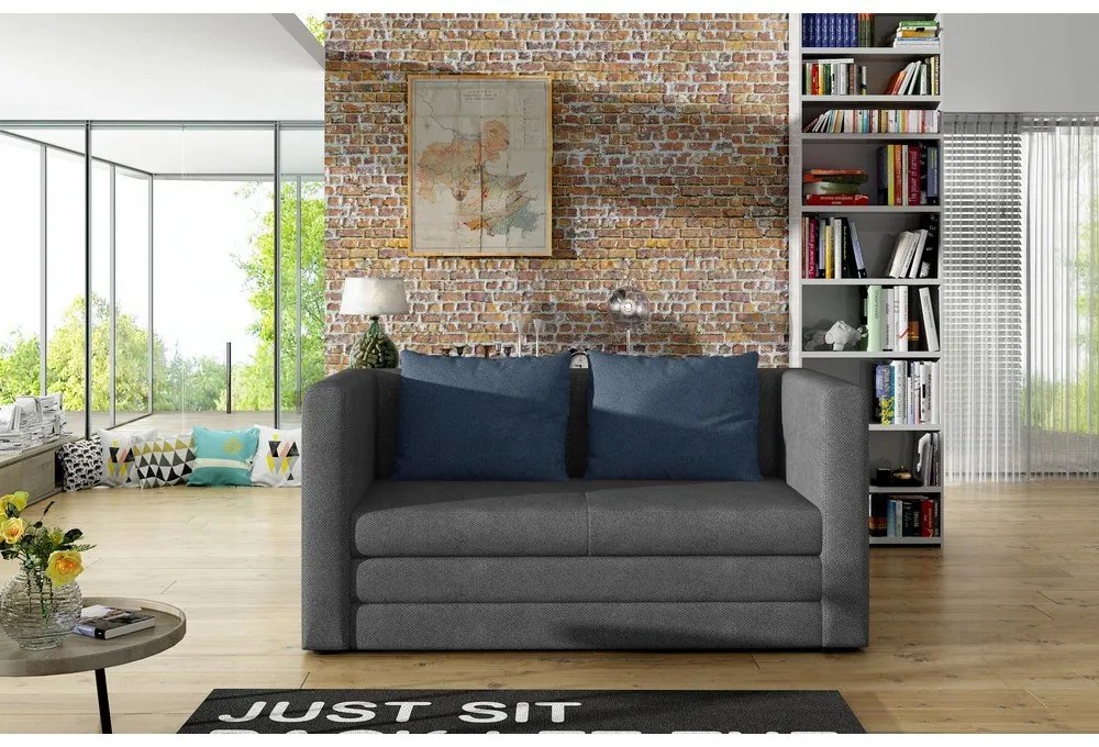 Син/сив шенилов сгъваем диван 132 cm Neva – ELTAP