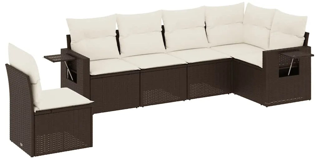 3220232 vidaXL Градински комплект с възглавници, 6 части, кафяв, полиратан