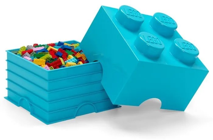 Лазурно синя квадратна кутия за съхранение - LEGO®