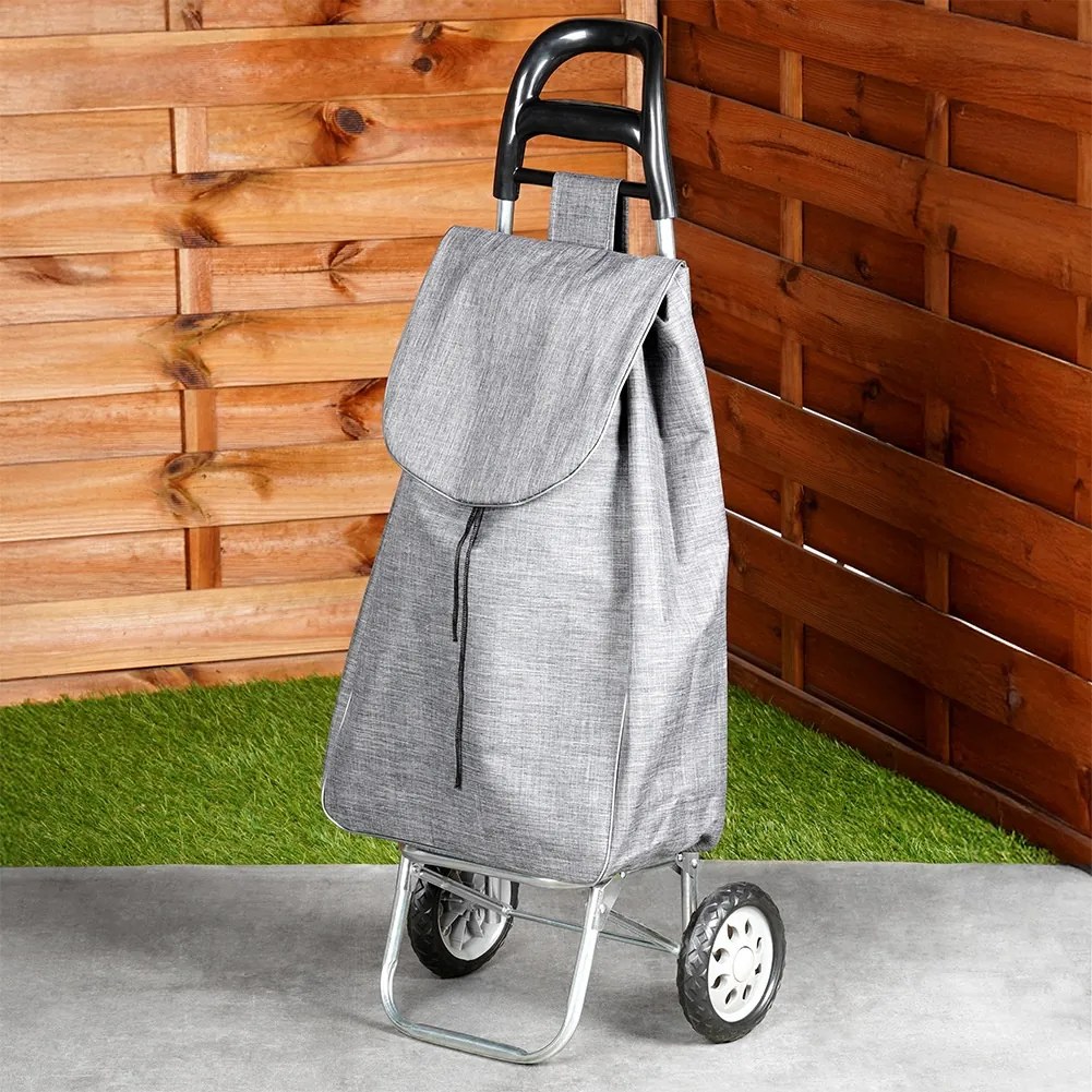 Пазарска количка, голям капацитет 30кг, лека конструкция, подвижна чанта, размери 28x38x96см