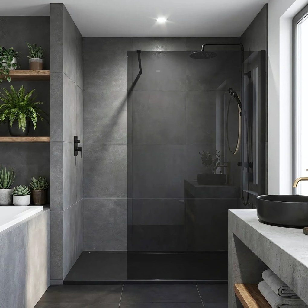 Параван за душ Rea Flexi Grey / Black 120