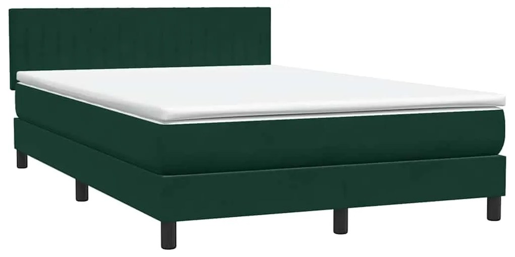 3316410 vidaXL Боксспринг легло с матрак, тъмнозелено, 160x210 см, кадифе