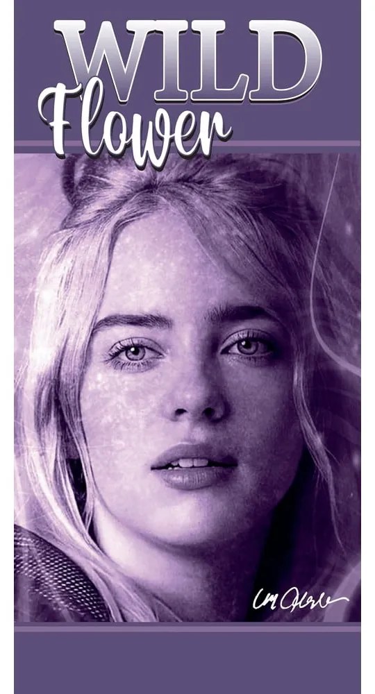 Лилава памучна детска кърпа 70x140 cm Billie Eilish – Jerry Fabrics