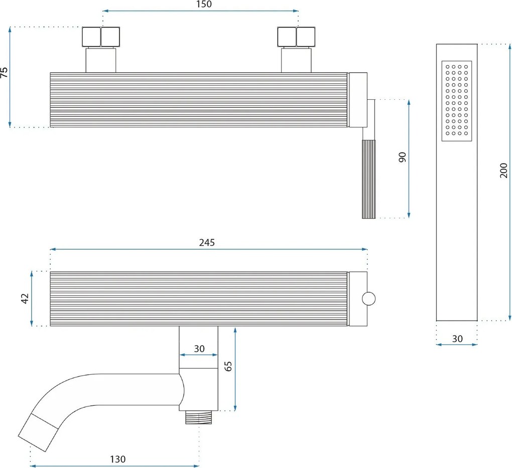 Смесител за вана Rea Argon Gold