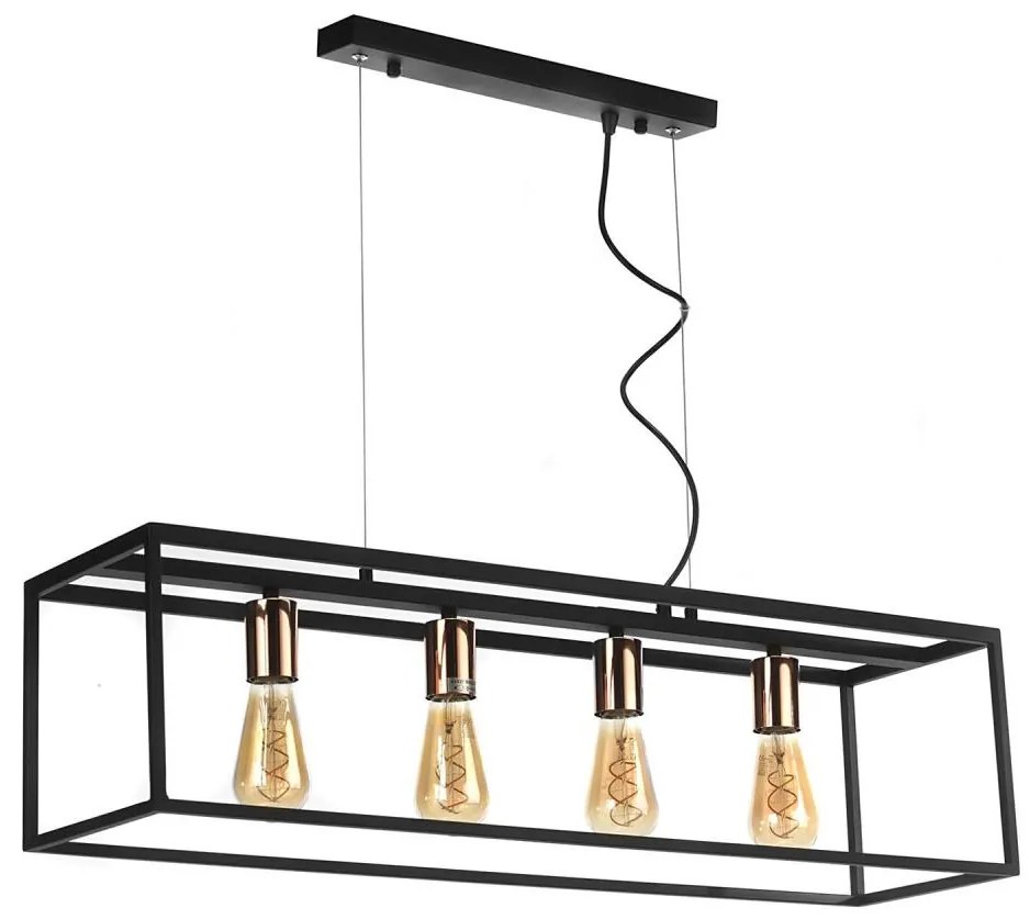 ONLI - Пендел FLOKI 4xE27/15W/230V черен/меден