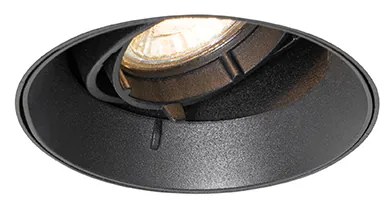 Модерен вграден прожектор черен GU10 кръгъл без рамка - Oneon