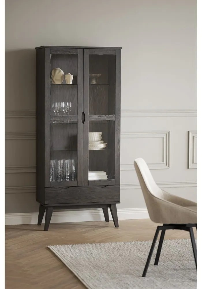 Кафява витрина от декор от дъб 82x185 cm Filippa – Rowico