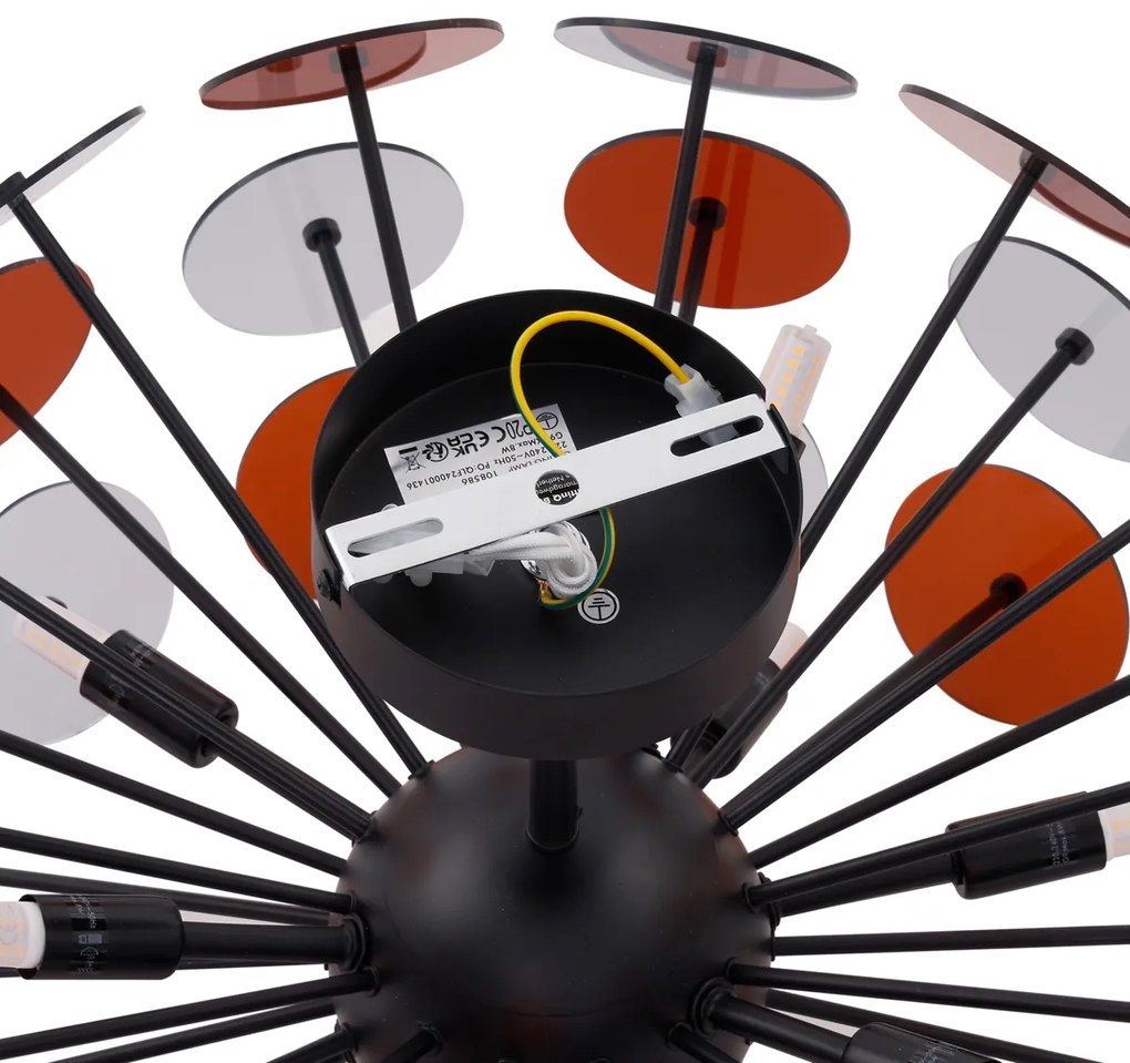 Таванно осветление в стил Арт Деко черно с кехлибар и дим - Atomic