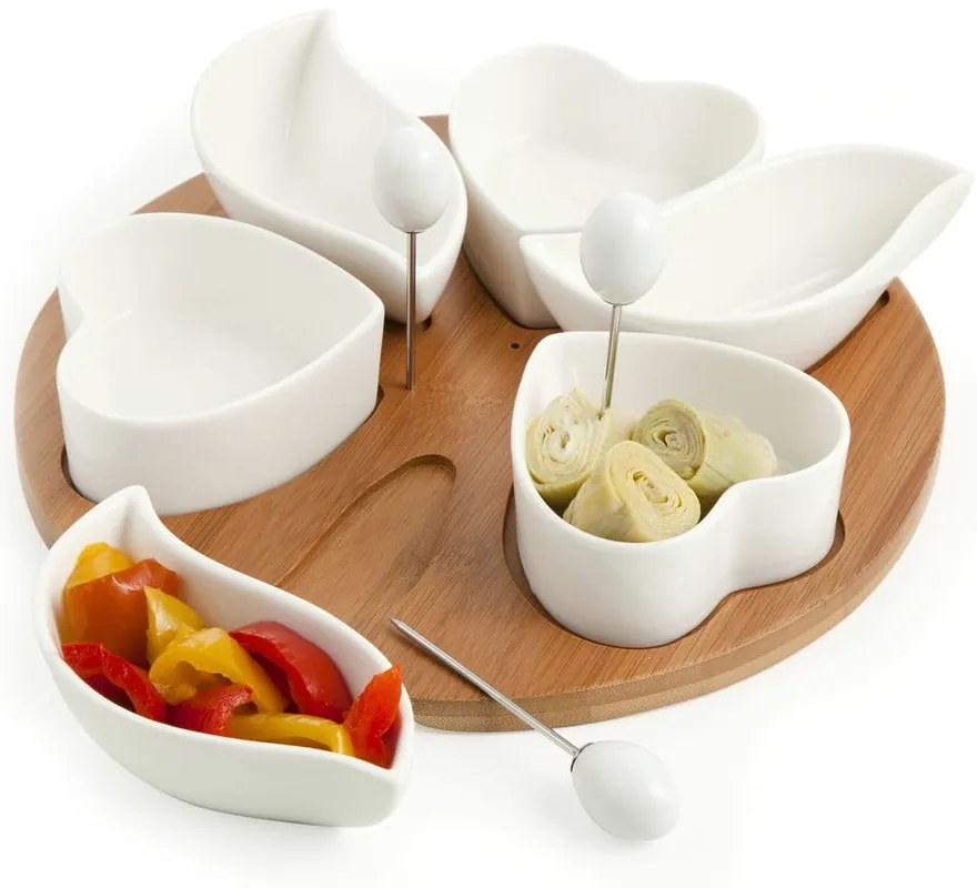 Комплект от 6 чаши за сервиране с бамбукова табла и шиш Hors Hors D'Ouvre - Brandani