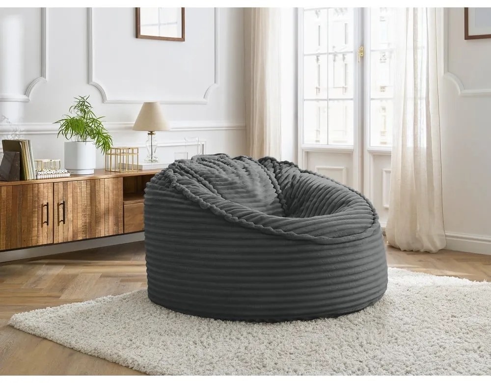 Тъмносив пуф от рипсено кадифе Socrate – Bobochic Paris