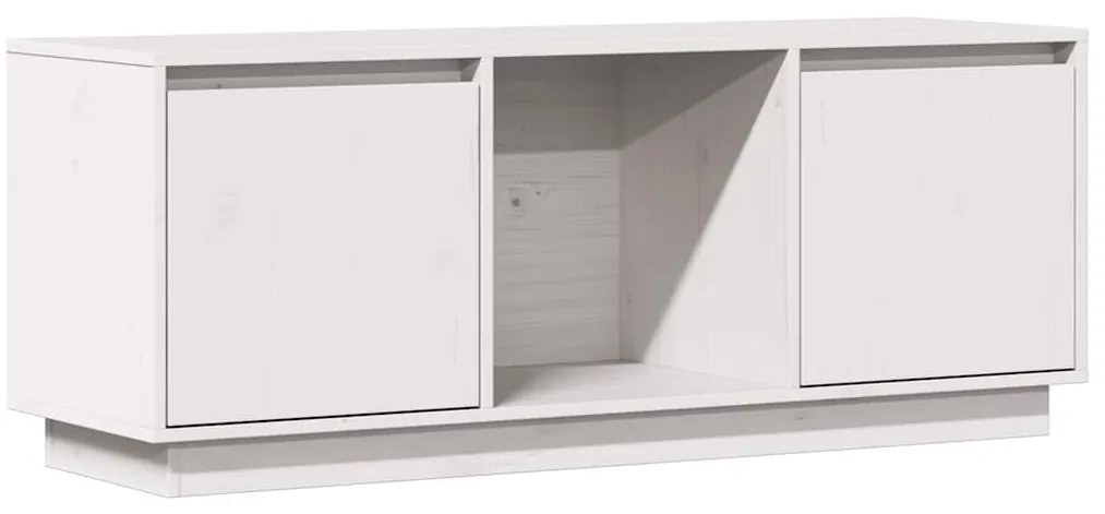 814340 vidaXL ТВ шкаф, бял, 110,5x35x44 см, бор масив