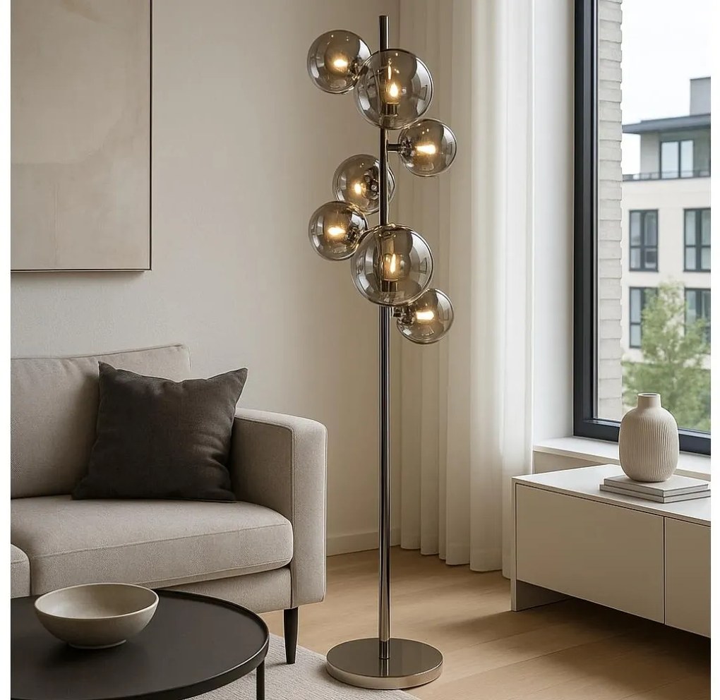 Brilagi - LED подова лампа MILLA 7xG9/3W/230V черен хром/опушено