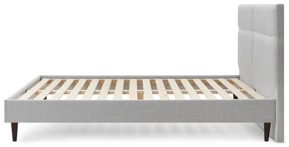 Светлосиво тапицирано двойно легло с решетка 160x200 cm Elyna - Bobochic Paris