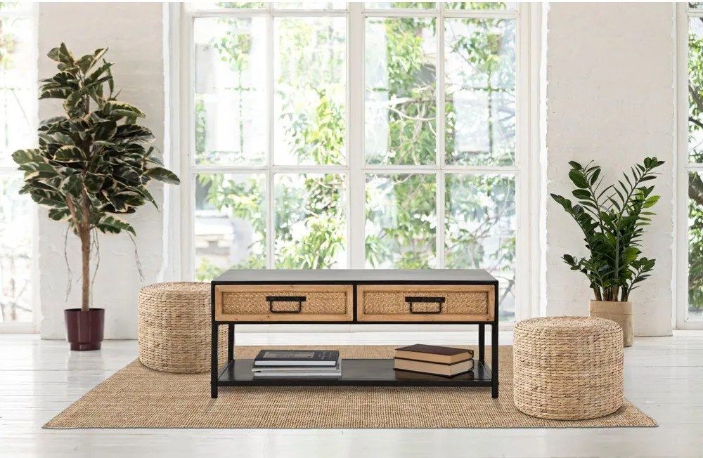 Черна/естествена метална маса за телевизор 95x38x38 cm Hanoi – Mauro Ferretti