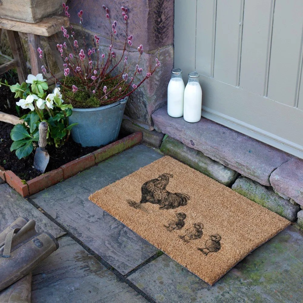 Изтривалка от кокосови влакна 40x60 cm Chickens and Chicks – Artsy Doormats