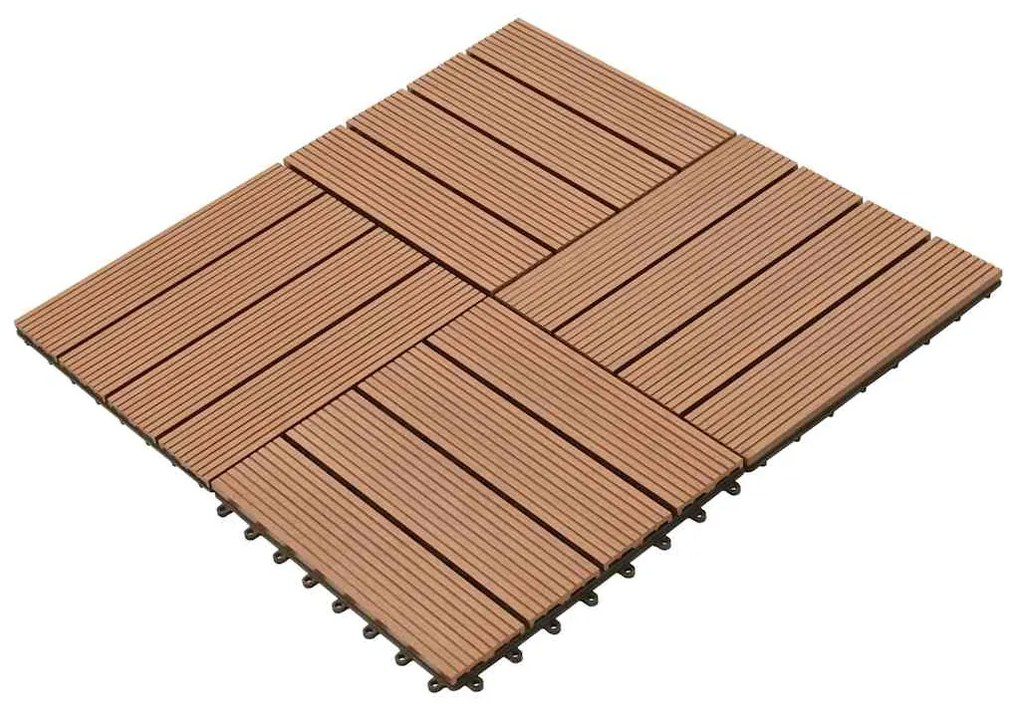 40825 vidaXL WPC декинг плочки кафяви, 30х30 см, 11 бр, 1 м²