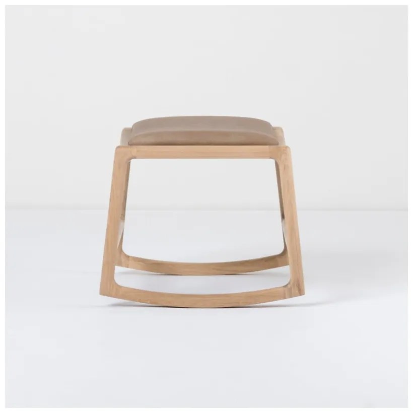 Отоман с масивна дъбова конструкция и детайли от кафява биволска кожа Dedo - Gazzda