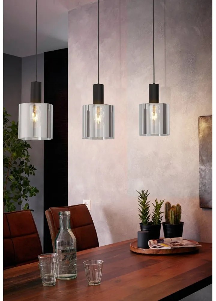 Черно висящо осветително тяло със стъклен абажур GOROSIBA – EGLO