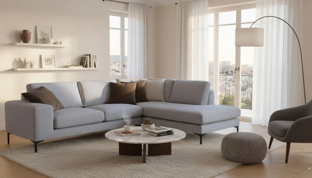 Ъгъл диван Senso-Left-250φ 180β cm.-Light gray