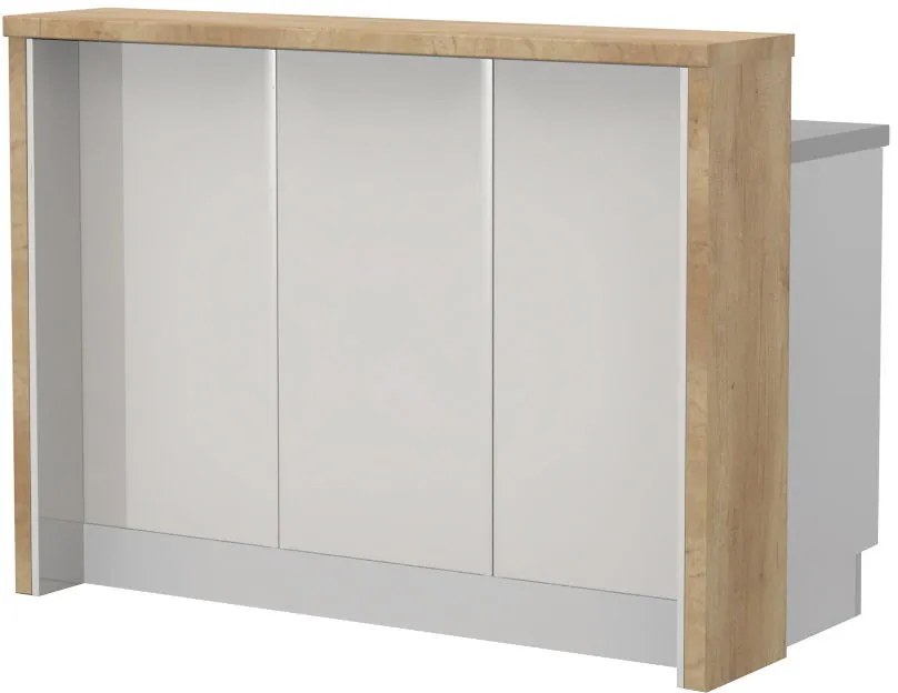 Островна кухненска пейка Modena-Length: 150 cm.-White glossy-Nebraska Oak