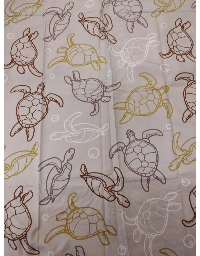 Бяло-кафяво единично памучно детско спално бельо 140x200 cm Tortoise – Jerry Fabrics